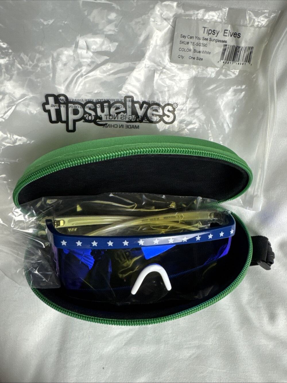 NEW Tipsy Elves Say Can You See Patriotic Sunglasses Stars & Stripes Unisex NIP